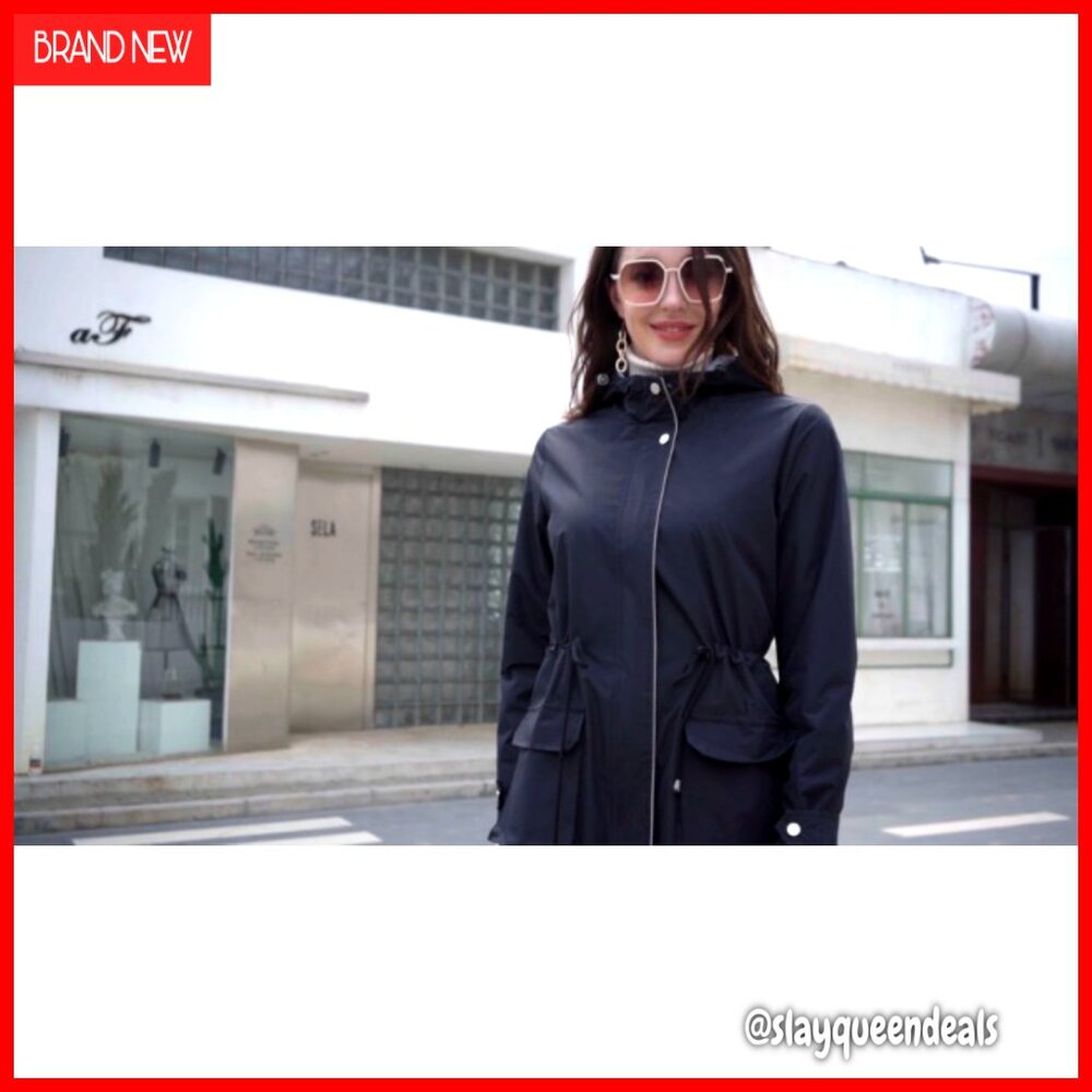 Waterproof Lightweight Long Rain Jacket Hooded Tr… - image 7